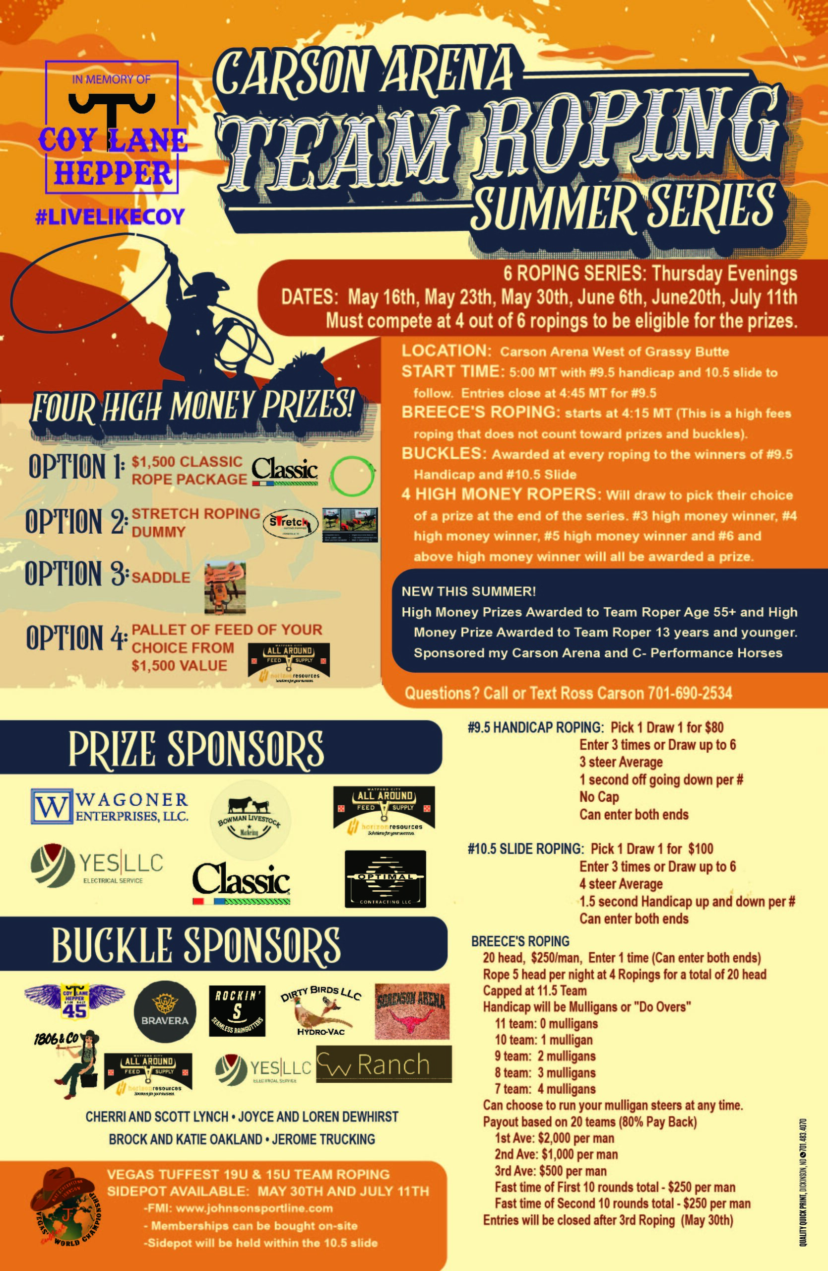 Stand Alone Team Roping Event Schedule Johnson Sportline